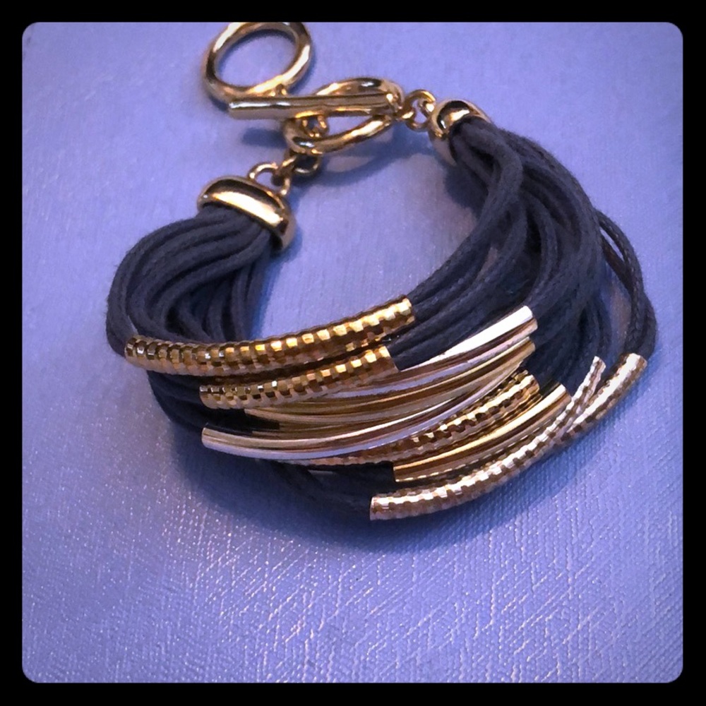 Blue and gold bracelet with silver